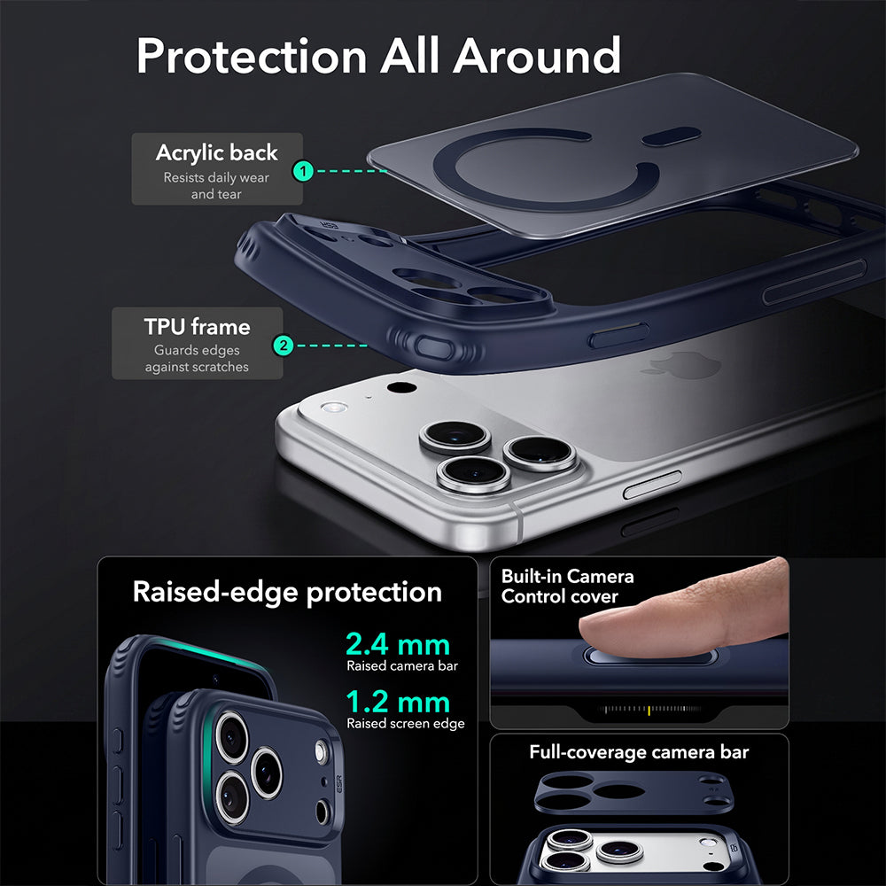 Husa MagSafe pentru Apple iPhone 18 Pro, ESR, Classic Hybrid, Albastra Satinata