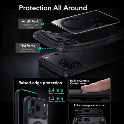 Husa MagSafe pentru Apple iPhone 18 Pro, ESR, Classic Hybrid, Neagra Transparenta