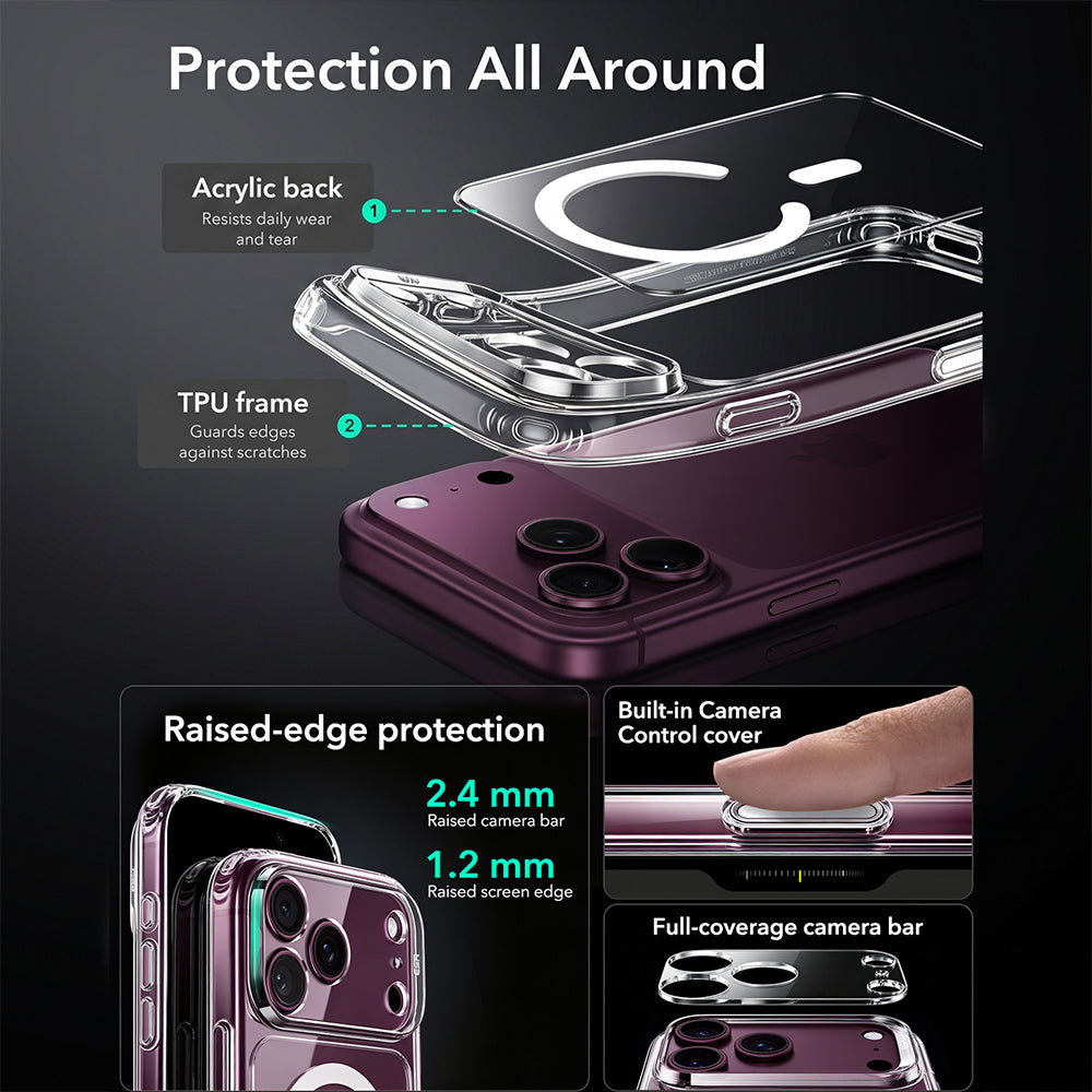 Husa MagSafe pentru Apple iPhone 18 Pro, ESR, Classic Hybrid, Transparenta