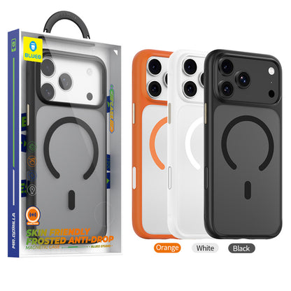 Husa MagSafe pentru Apple iPhone 18 Pro Max / 17 Pro Max, Blueo, Skin Friendly Anti-Drop, Portocalie Satinata