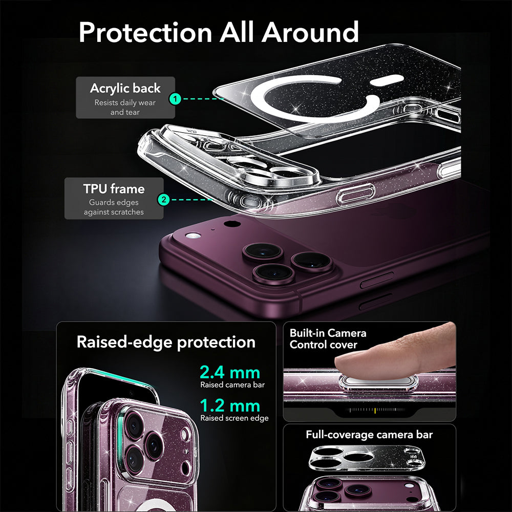 Husa MagSafe pentru Apple iPhone 18 Pro Max / 17 Pro Max, ESR, Classic Hybrid Shimmer, Transparenta