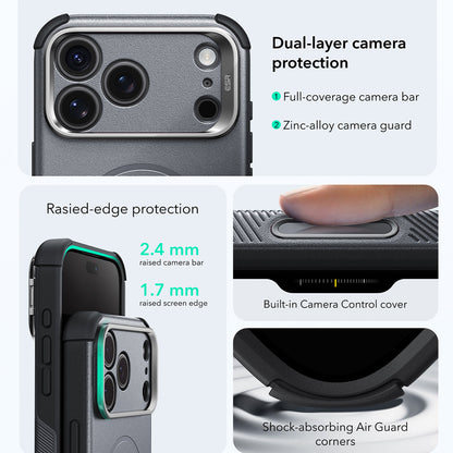 Husa MagSafe pentru Apple iPhone 18 Pro Max / 17 Pro Max, ESR, Cyber Armor Kickstand, Gri