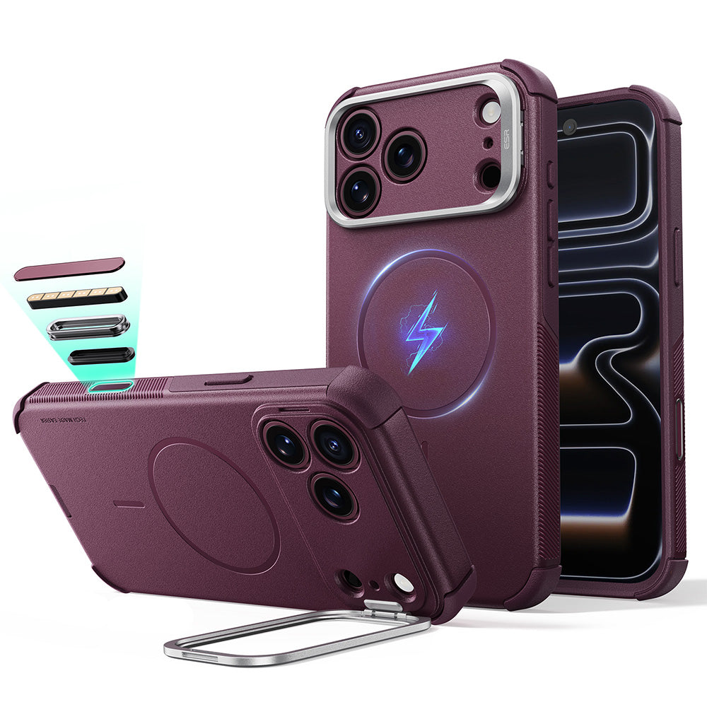 Husa MagSafe pentru Apple iPhone 18 Pro Max / 17 Pro Max, ESR, Cyber Armor Kickstand, Visinie Inchis Satinata