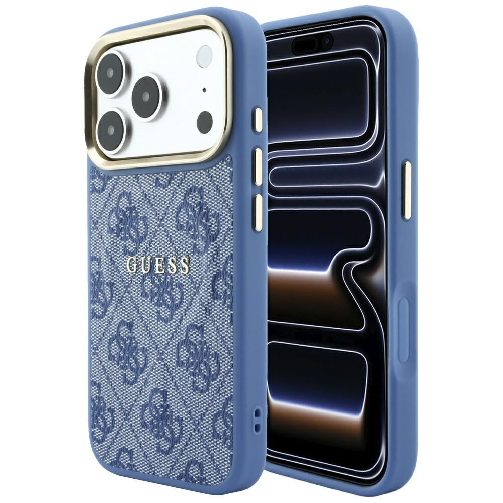 Husa MagSafe pentru Apple iPhone 18 Pro Max / 17 Pro Max, Guess, 4G Embossed Classic, Albastra