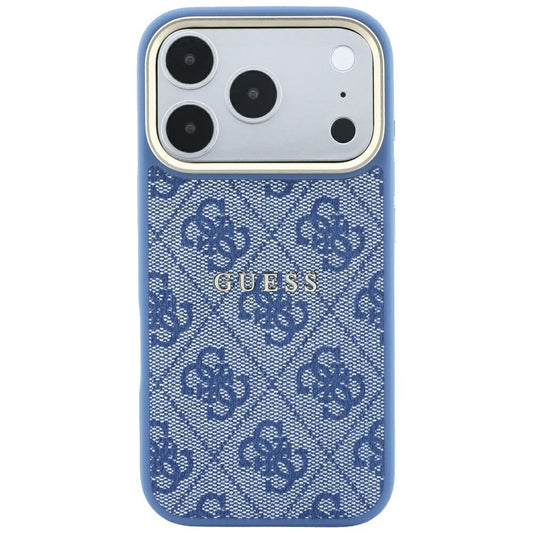 Husa MagSafe pentru Apple iPhone 18 Pro Max / 17 Pro Max, Guess, 4G Embossed Classic, Albastra