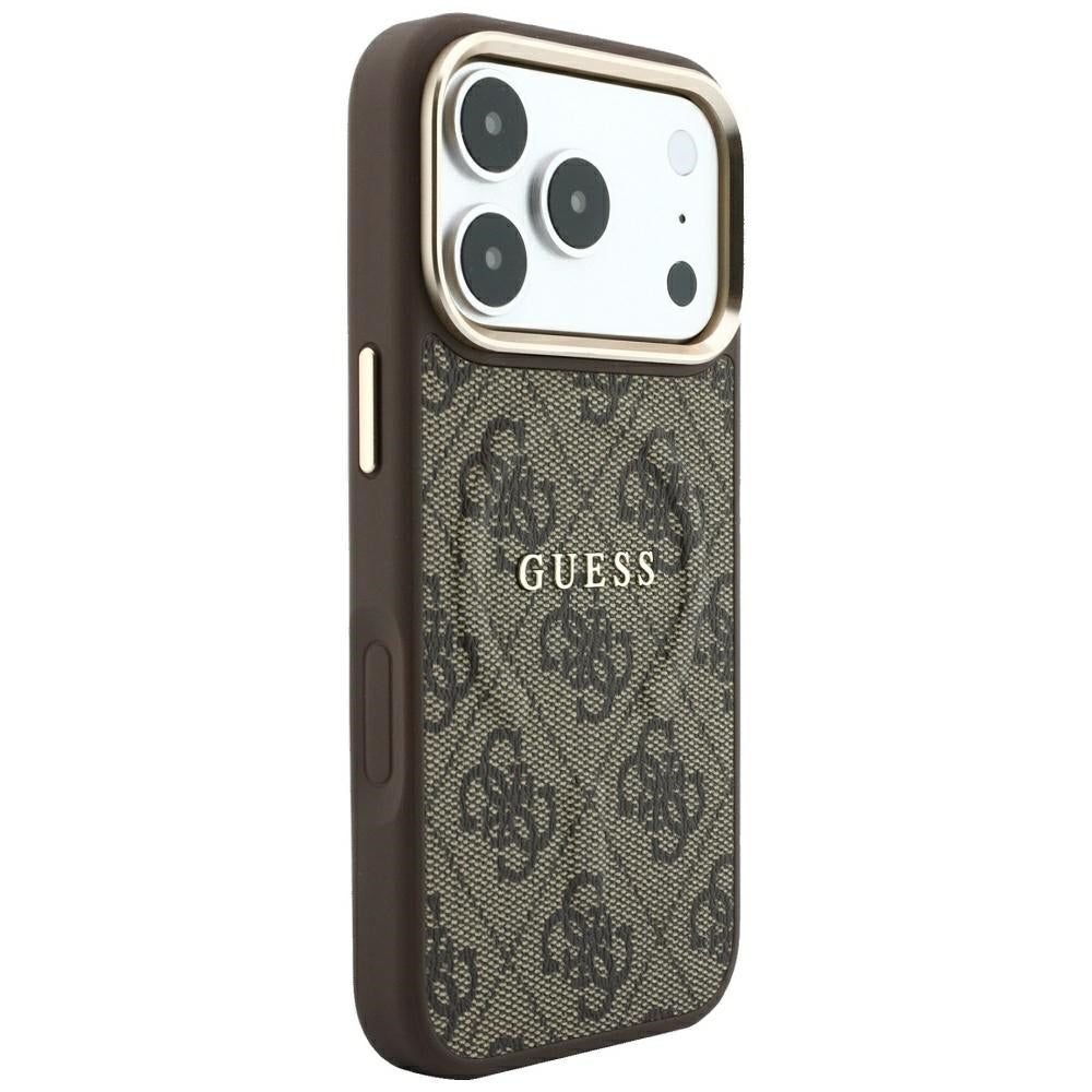 Husa MagSafe pentru Apple iPhone 18 Pro Max / 17 Pro Max, Guess, 4G Embossed Classic, Maro
