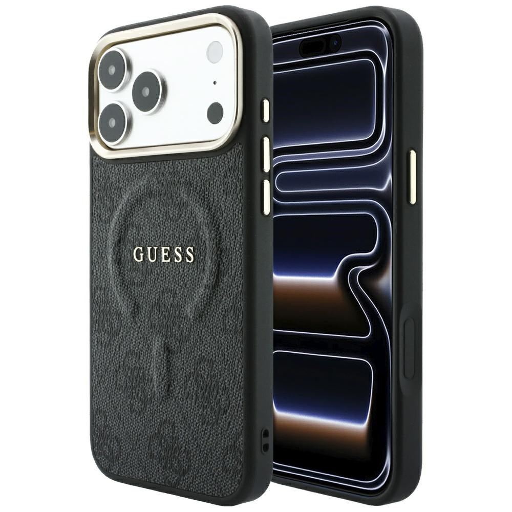 Husa MagSafe pentru Apple iPhone 18 Pro Max / 17 Pro Max, Guess, 4G Embossed Classic, Neagra