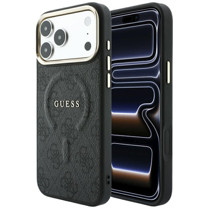 Husa MagSafe pentru Apple iPhone 18 Pro Max / 17 Pro Max, Guess, 4G Embossed Classic, Neagra
