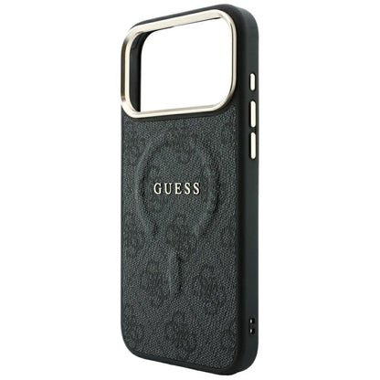 Husa MagSafe pentru Apple iPhone 18 Pro Max / 17 Pro Max, Guess, 4G Embossed Classic, Neagra