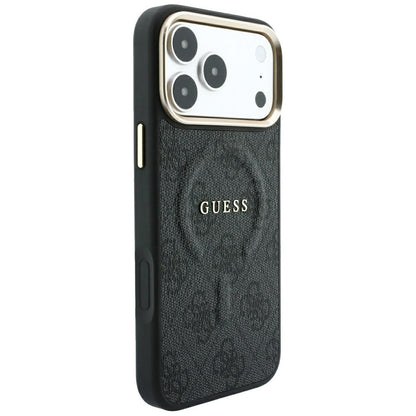 Husa MagSafe pentru Apple iPhone 18 Pro Max / 17 Pro Max, Guess, 4G Embossed Classic, Neagra