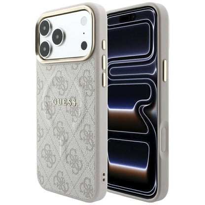 Husa MagSafe pentru Apple iPhone 18 Pro Max / 17 Pro Max, Guess, 4G Embossed Classic, Roz