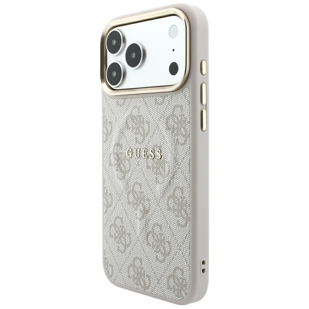 Husa MagSafe pentru Apple iPhone 18 Pro Max / 17 Pro Max, Guess, 4G Embossed Classic, Roz