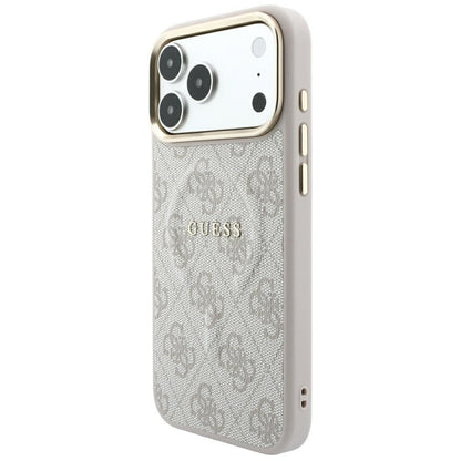 Husa MagSafe pentru Apple iPhone 18 Pro Max / 17 Pro Max, Guess, 4G Embossed Classic, Roz