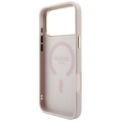 Husa MagSafe pentru Apple iPhone 18 Pro Max / 17 Pro Max, Guess, 4G Embossed Classic, Roz