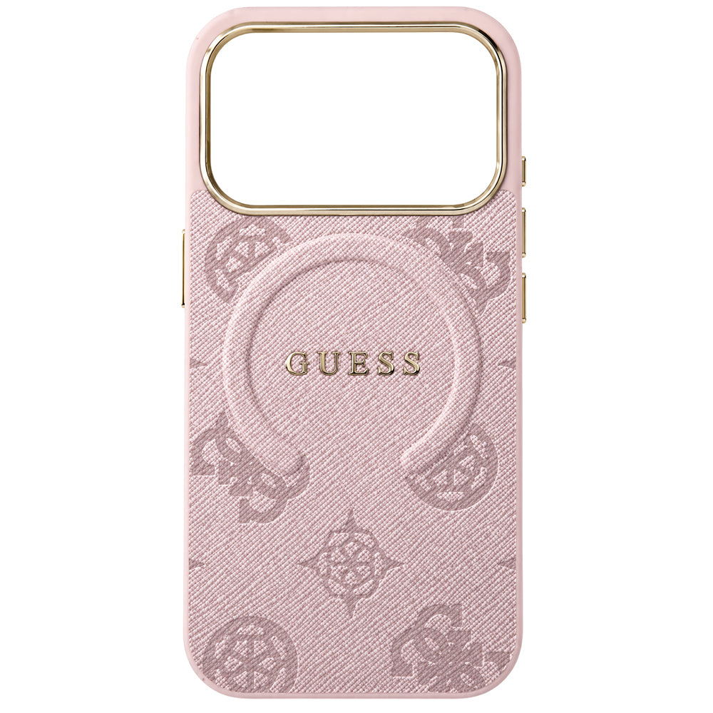 Husa MagSafe pentru Apple iPhone 18 Pro Max / 17 Pro Max, Guess, 4G Embossed Ring Classic Logo, Roz
