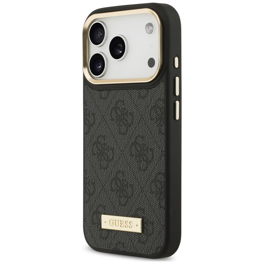 Husa MagSafe pentru Apple iPhone 18 Pro Max / 17 Pro Max, Guess, 4G Logo Plate, Neagra