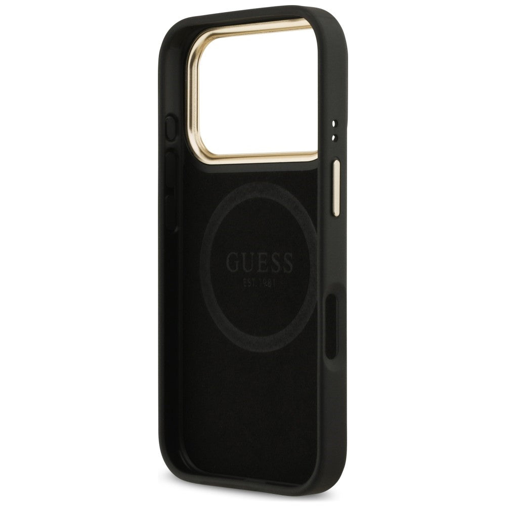 Husa MagSafe pentru Apple iPhone 18 Pro Max / 17 Pro Max, Guess, 4G Logo Plate, Neagra