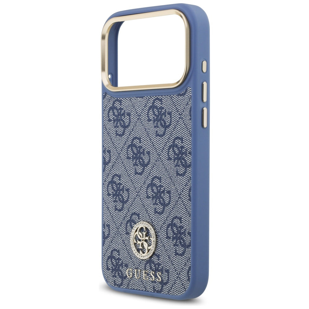 Husa MagSafe pentru Apple iPhone 18 Pro Max / 17 Pro Max, Guess, 4G Strass Logo, Albastra
