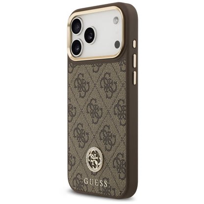Husa MagSafe pentru Apple iPhone 18 Pro Max / 17 Pro Max, Guess, 4G Strass Logo, Maro