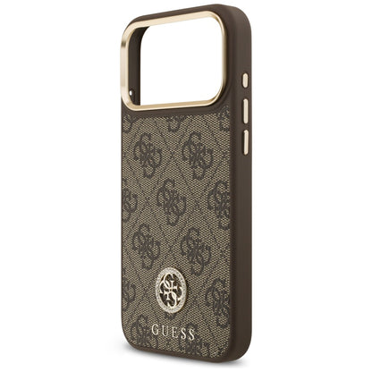 Husa MagSafe pentru Apple iPhone 18 Pro Max / 17 Pro Max, Guess, 4G Strass Logo, Maro