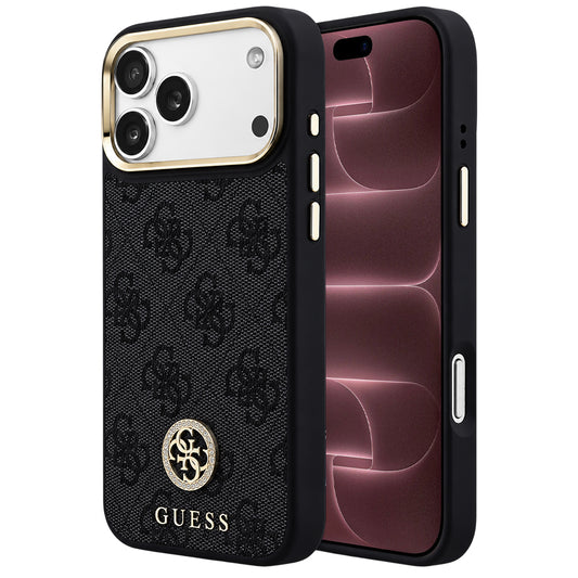 Husa MagSafe pentru Apple iPhone 18 Pro Max / 17 Pro Max, Guess, 4G Strass Logo, Neagra