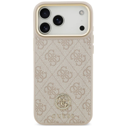 Husa MagSafe pentru Apple iPhone 18 Pro Max / 17 Pro Max, Guess, 4G Strass Logo, Roz