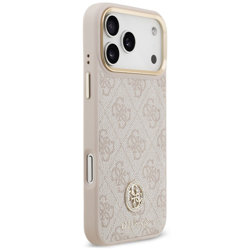 Husa MagSafe pentru Apple iPhone 18 Pro Max / 17 Pro Max, Guess, 4G Strass Logo, Roz