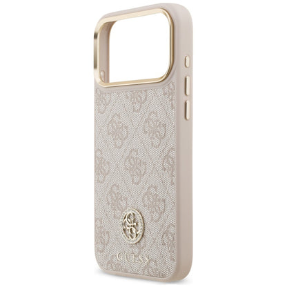 Husa MagSafe pentru Apple iPhone 18 Pro Max / 17 Pro Max, Guess, 4G Strass Logo, Roz