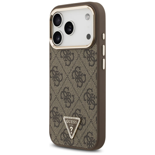 Husa MagSafe pentru Apple iPhone 18 Pro Max / 17 Pro Max, Guess, 4G Triangle Logo, Maro
