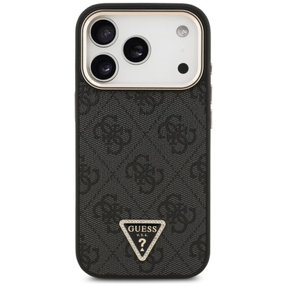 Husa MagSafe pentru Apple iPhone 18 Pro Max / 17 Pro Max, Guess, 4G Triangle Logo, Neagra Aurie