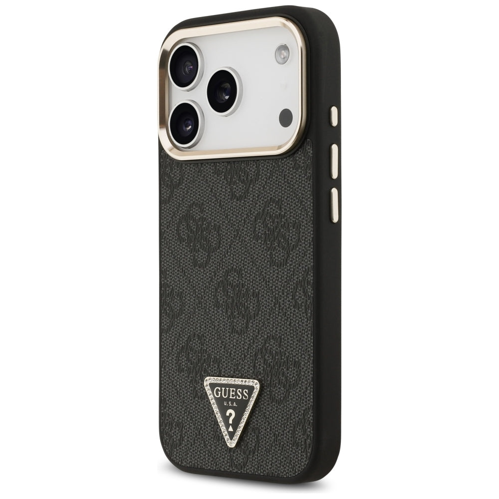 Husa MagSafe pentru Apple iPhone 18 Pro Max / 17 Pro Max, Guess, 4G Triangle Logo, Neagra Aurie