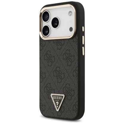 Husa MagSafe pentru Apple iPhone 18 Pro Max / 17 Pro Max, Guess, 4G Triangle Logo, Neagra Aurie