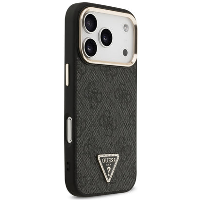 Husa MagSafe pentru Apple iPhone 18 Pro Max / 17 Pro Max, Guess, 4G Triangle Logo, Neagra Aurie