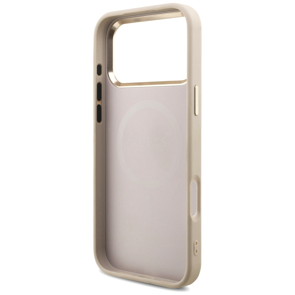 Husa MagSafe pentru Apple iPhone 18 Pro Max / 17 Pro Max, Guess, 4G Triangle Logo, Roz
