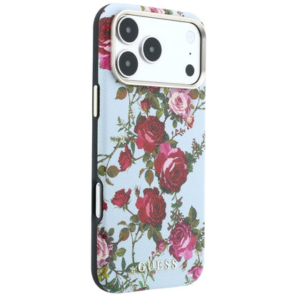 Husa MagSafe pentru Apple iPhone 18 Pro Max / 17 Pro Max, Guess, Blossom Roses Print, Bleu