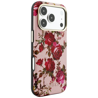 Husa MagSafe pentru Apple iPhone 18 Pro Max / 17 Pro Max, Guess, Blossom Roses Print, Roz