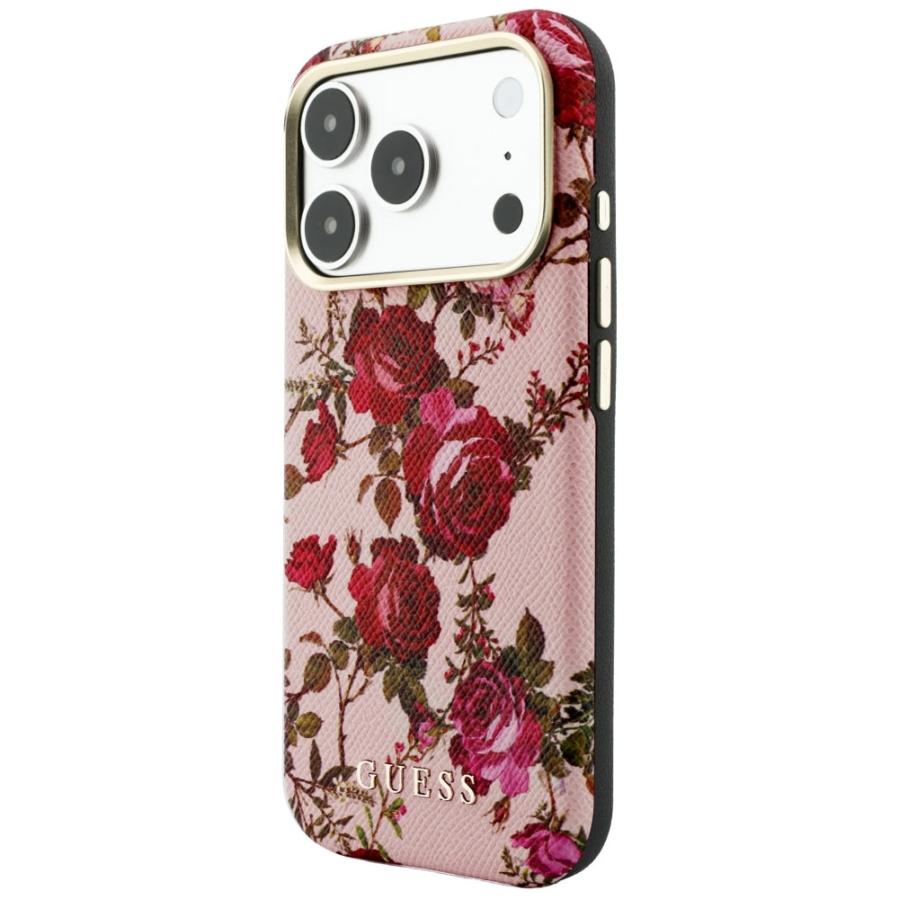 Husa MagSafe pentru Apple iPhone 18 Pro Max / 17 Pro Max, Guess, Blossom Roses Print, Roz