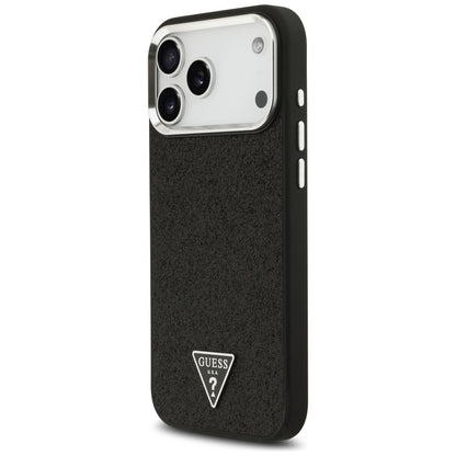 Husa MagSafe pentru Apple iPhone 18 Pro Max / 17 Pro Max, Guess, Glitter Triangle Logo, Neagra