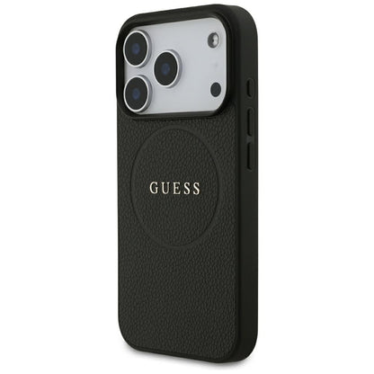 Husa MagSafe pentru Apple iPhone 18 Pro Max / 17 Pro Max, Guess, Grained Gold Ring, Neagra