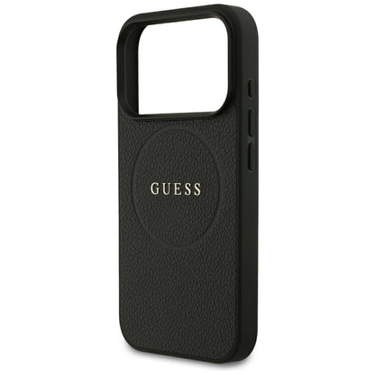 Husa MagSafe pentru Apple iPhone 18 Pro Max / 17 Pro Max, Guess, Grained Gold Ring, Neagra