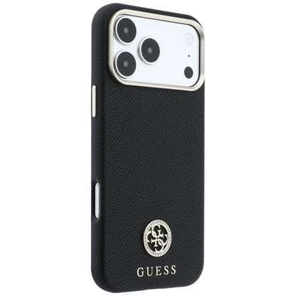 Husa MagSafe pentru Apple iPhone 18 Pro Max / 17 Pro Max, Guess, Grained Round Strass Logo, Neagra