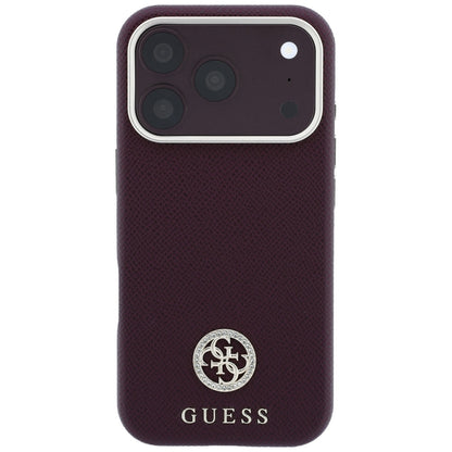 Husa MagSafe pentru Apple iPhone 18 Pro Max / 17 Pro Max, Guess, Grained Round Strass Logo, Visinie