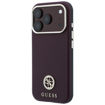 Husa MagSafe pentru Apple iPhone 18 Pro Max / 17 Pro Max, Guess, Grained Round Strass Logo, Visinie