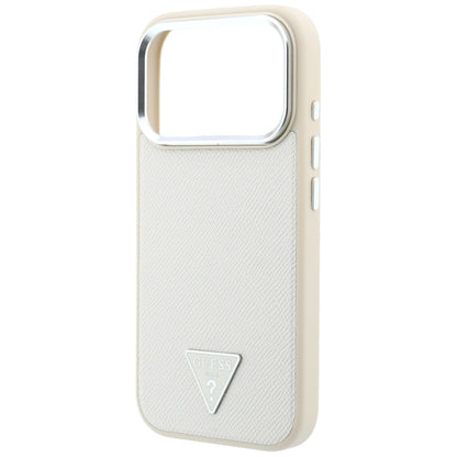 Husa MagSafe pentru Apple iPhone 18 Pro Max / 17 Pro Max, Guess, Grained Triangle Logo, Bej
