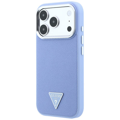 Husa MagSafe pentru Apple iPhone 18 Pro Max / 17 Pro Max, Guess, Grained Triangle Logo, Bleu