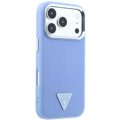 Husa MagSafe pentru Apple iPhone 18 Pro Max / 17 Pro Max, Guess, Grained Triangle Logo, Bleu