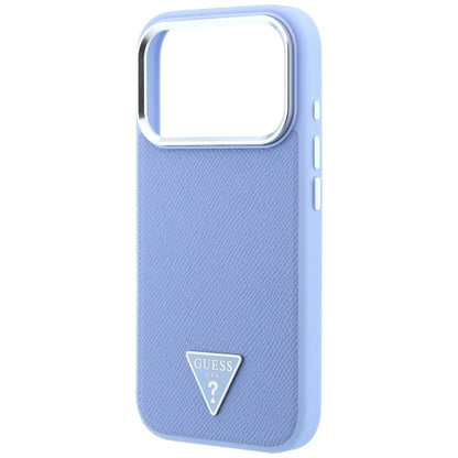 Husa MagSafe pentru Apple iPhone 18 Pro Max / 17 Pro Max, Guess, Grained Triangle Logo, Bleu