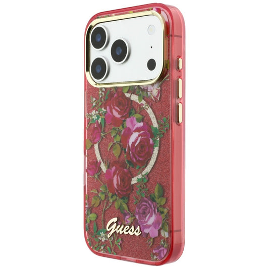 Husa MagSafe pentru Apple iPhone 18 Pro Max / 17 Pro Max, Guess, IML Glitter Blossom Roses, Visinie