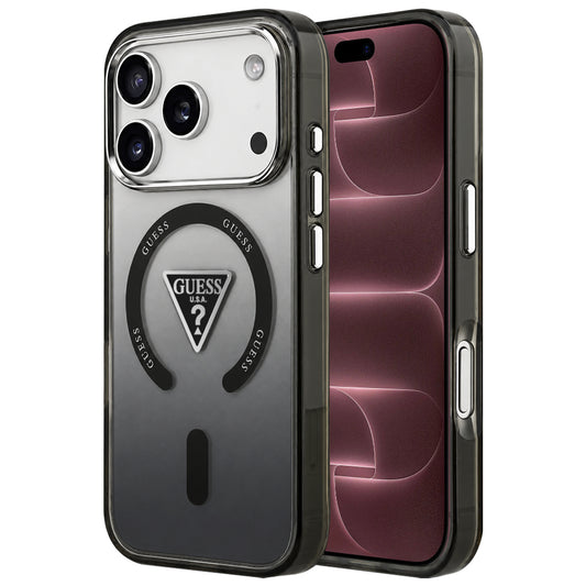 Husa MagSafe pentru Apple iPhone 18 Pro Max / 17 Pro Max, Guess, IML Gradient Triangle Logo, Neagra