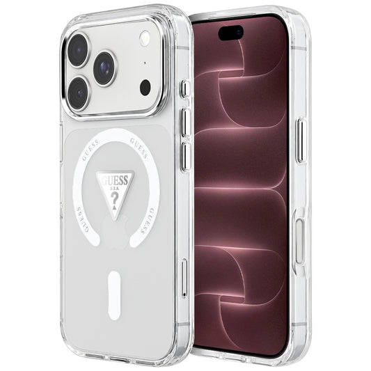 Husa MagSafe pentru Apple iPhone 18 Pro Max / 17 Pro Max, Guess, IML Gradient Triangle Logo, Transparenta